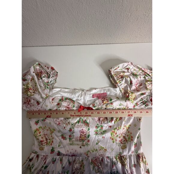 Dolls Kill Strawberry Shortcake Dress White Pink Satin Lace Mini Ruffle Sz XL - Picture 7 of 12